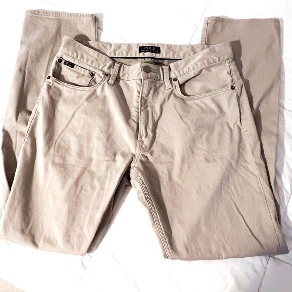 Polo Ralph Lauren Pants 32x32 Tan Khaki Varick Slim Straight Stretch Chino - Picture 5 of 15